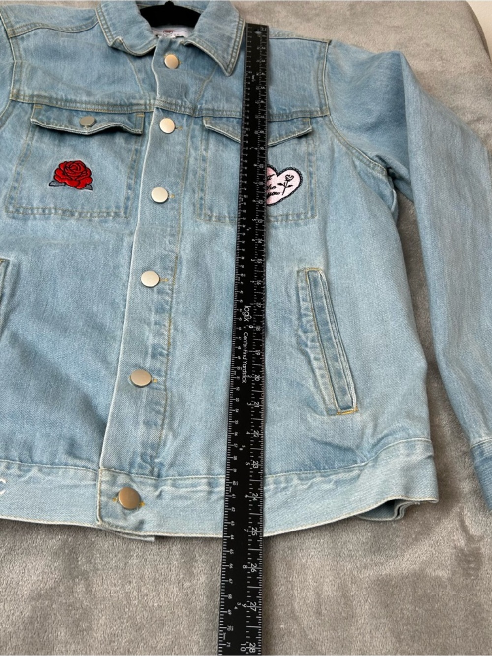 Ink Tee Jean Jacket Custom Embroidered Patchwork Color Blue Denim Women’s Size 4 - Picture 11 of 16